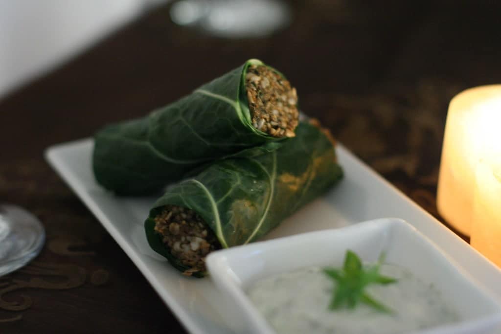 Dolmades Con Salsa Tzatziki Min