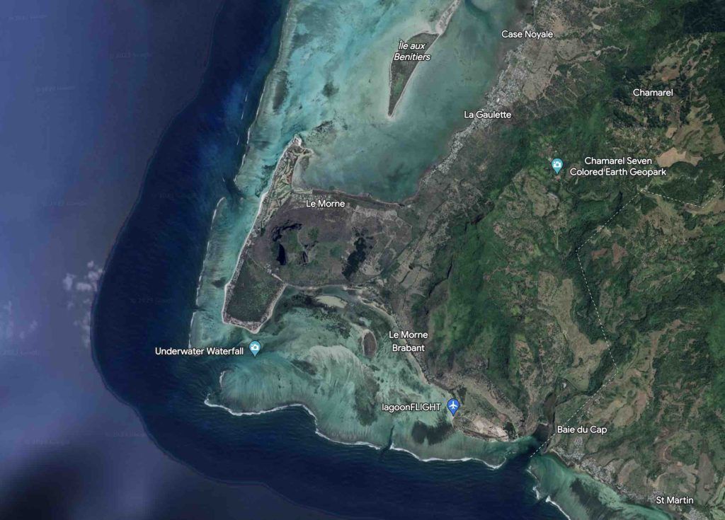 cascate sottomarine mauritius vista google earth