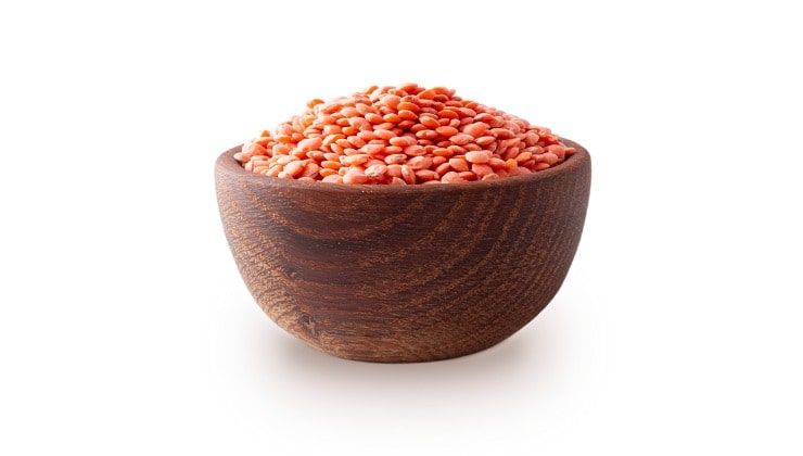 Ciotola di lenticchie rosse