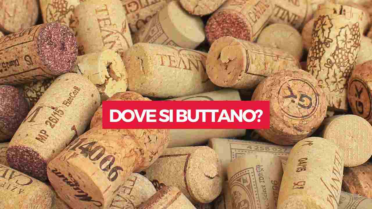 Tappi di vino e champagne dove si buttano? Rischi fino a 650 euro di multa