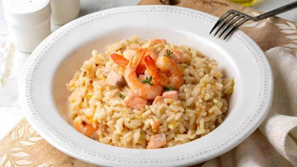 Risotto gamberi e salmone