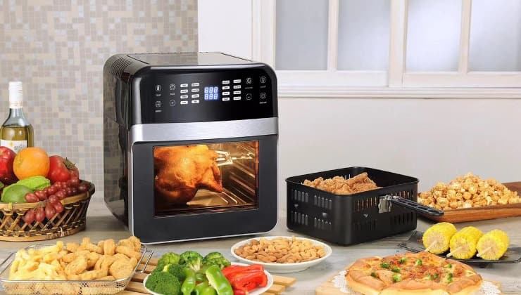 Food in front of air fryer