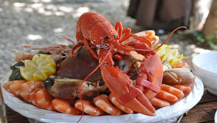 Piatto frutti di mare e aragosta