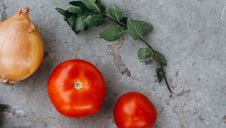 Menta, cipolla e pomodori