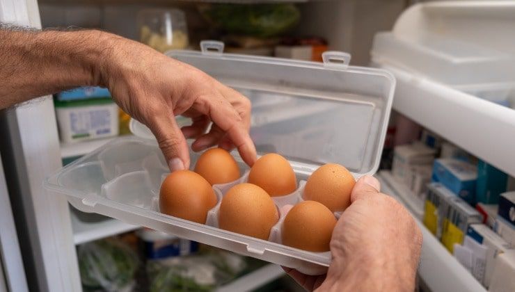 Uova del supermercato in frigorifero