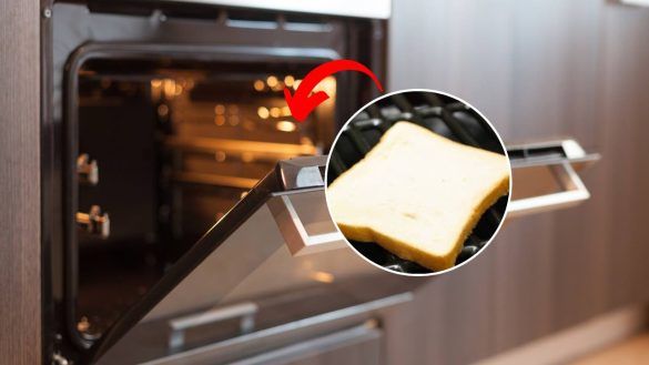 Fetta di pane nel forno