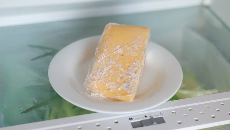 cibo nel frigo senza corrente, formaggio ammuffito in frigorifero