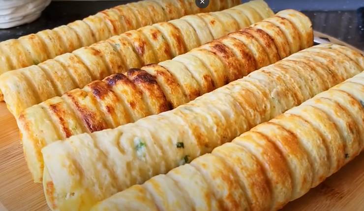 Rotoli con patate, uova e latte