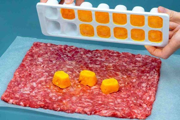 Carne di maiale e tuorli congelati