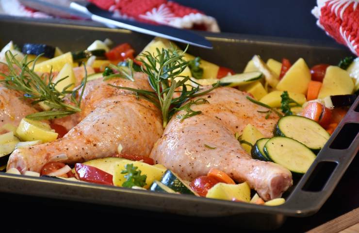 Pollo al forno con verdure