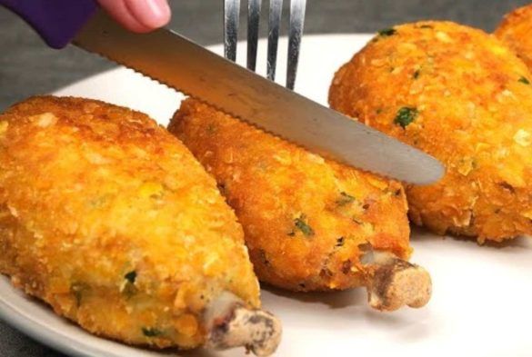 Appetitose cosce di pollo fritte