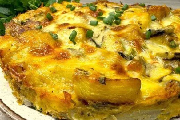 Torta salata con patate e funghi